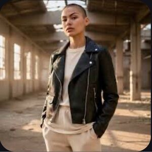 Philosophy Black Moto Jacket from armpit to armpit is 16”.